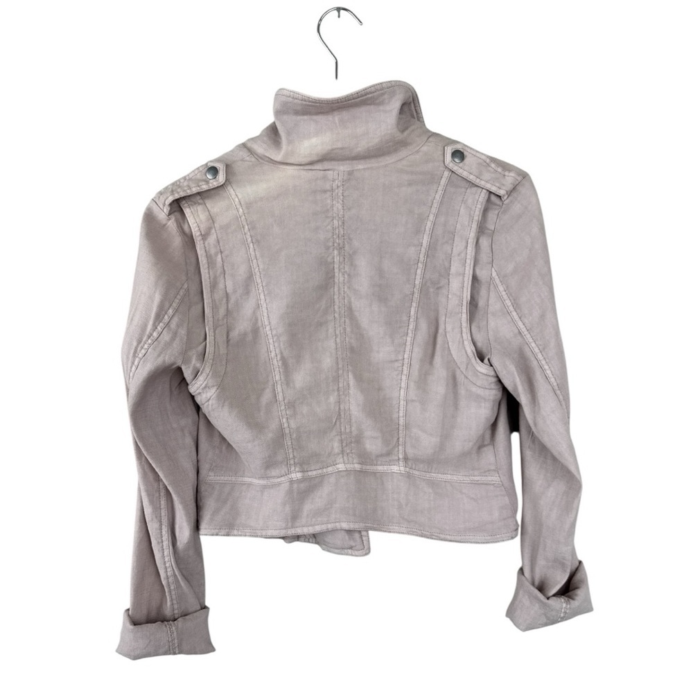 Free People Linen Blend Moto Jacket Lavender Size 8 - Picture 2 of 5